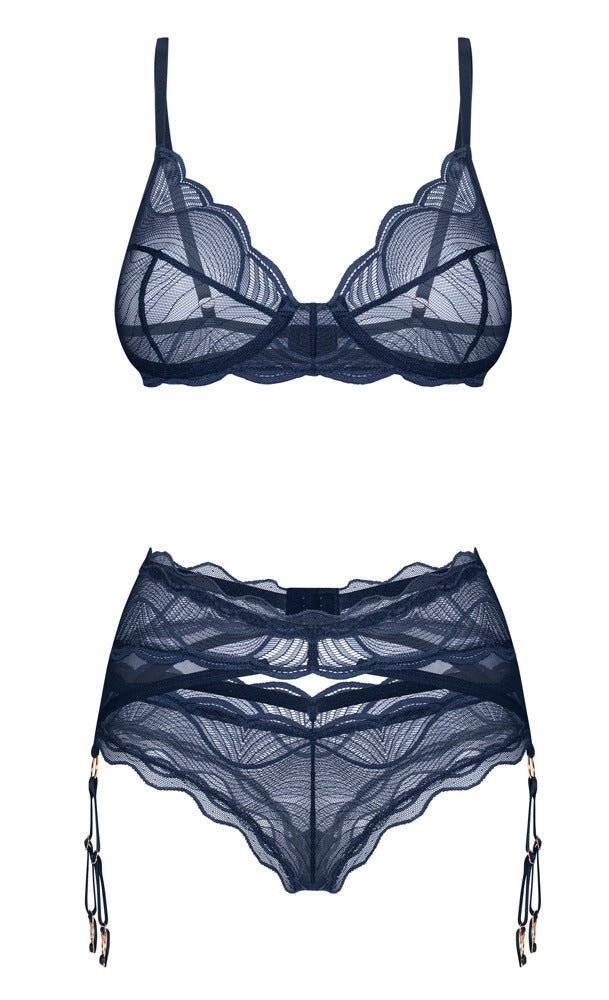 Obsessive Jarretel set - Nachtblauw
