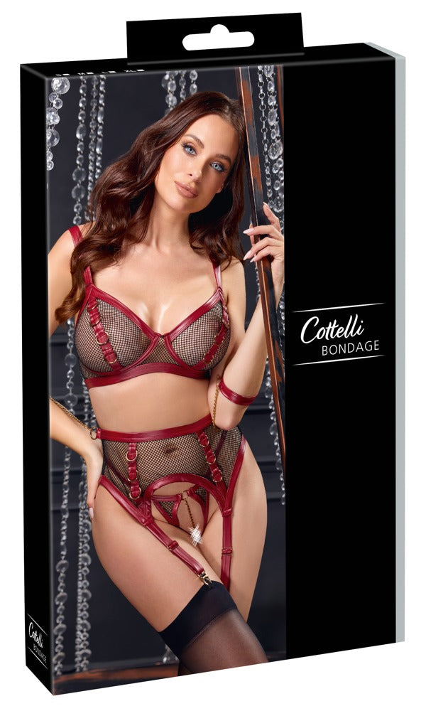 Cottelli BONDAGE net set met open kruis - Rood - Cottelli BONDAGE - SKU: 22157303021