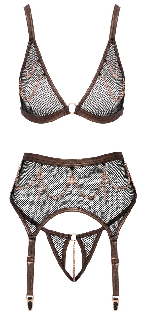 Abierta Fina Jarretel set - Zwart