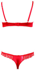 Cottelli LINGERIE Half cup set satijn met kant - Rood