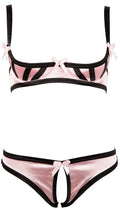 Cottelli LINGERIE Beugelbeha met jarretels en kruisloze slip - Roze
