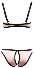 Cottelli LINGERIE Beugelbeha met jarretels en kruisloze slip - Roze