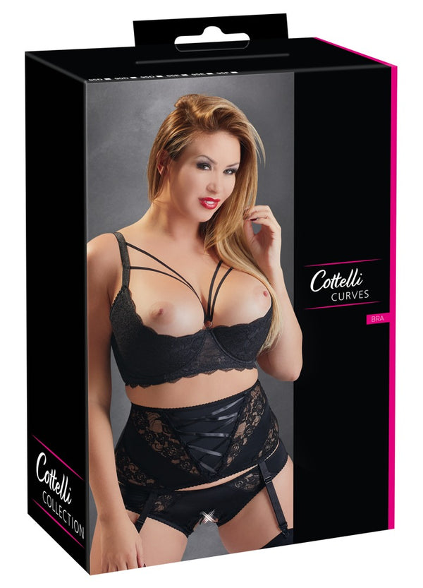 Cottelli CURVES beugelrok met bloemenkant - Zwart - Cottelli CURVES - SKU: 22209381431