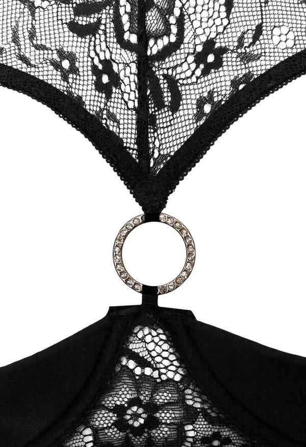 Cottelli LINGERIE Shelf bra met glinsterende ring - Zwart - Cottelli LINGERIE - SKU: 22211871231