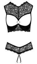 Cottelli LINGERIE Shelf bra met glinsterende ring - Zwart