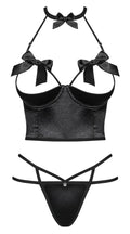 Obsessive Jarretel set met strikjes en beugelrok - Zwart