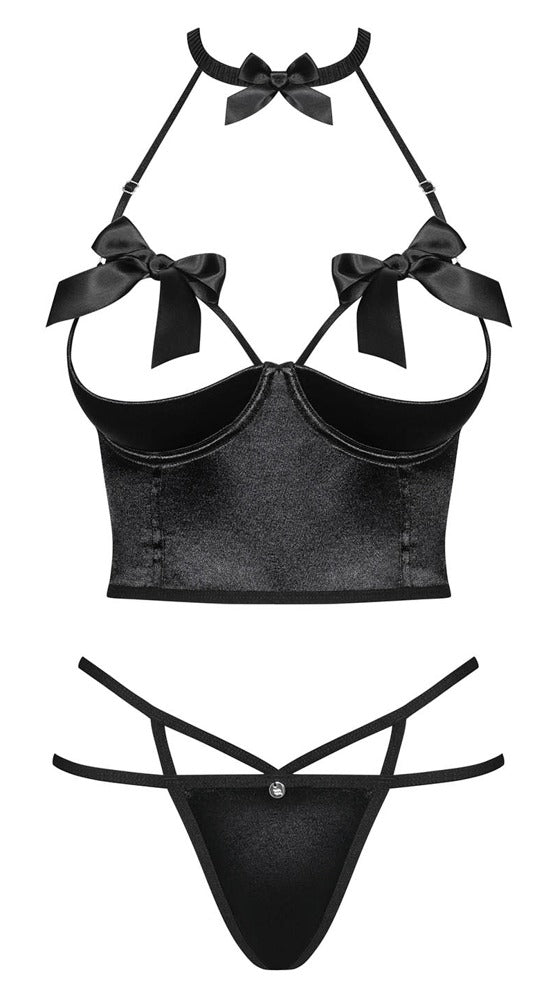 Obsessive beugelbra met strikjes - Zwart - Obsessive - SKU: 22212501131