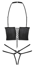 Obsessive Jarretel set met strikjes en beugelrok - Zwart