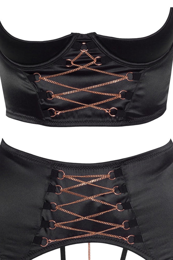 Abierta Fina kruisloze set met planchet - Zwart - Abierta Fina - SKU: 22212841251
