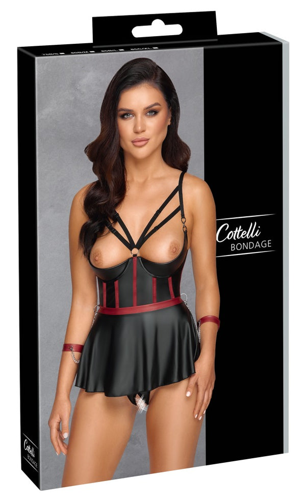 Cottelli BONDAGE kruisloze longline set - Zwart - Cottelli BONDAGE - SKU: 22213301231