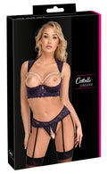 Cottelli LINGERIE kant set met zwarte details - Paars