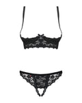 Obsessive Beugelbeha met kruisloze thong - Zwart