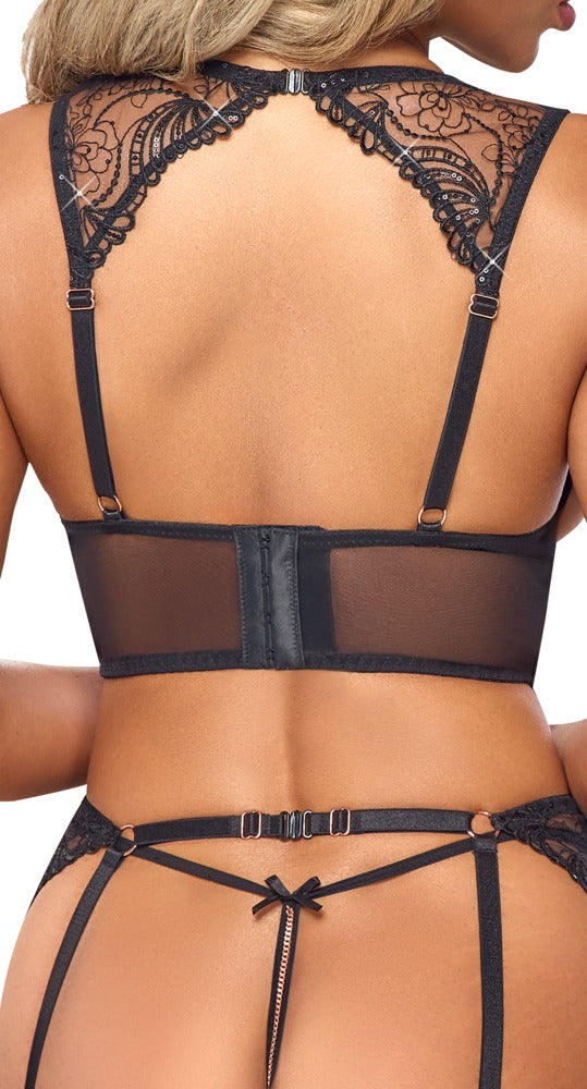 Abierta Fina Jarretel set - Zwart
