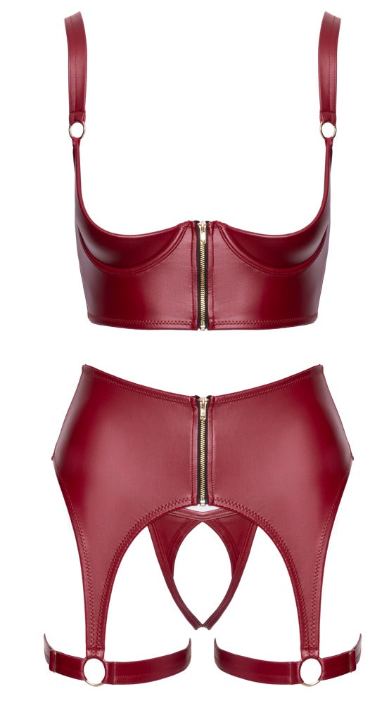 Set open kruis met jarretelgordel - Rood - Cottelli LINGERIE - SKU: 22216323231