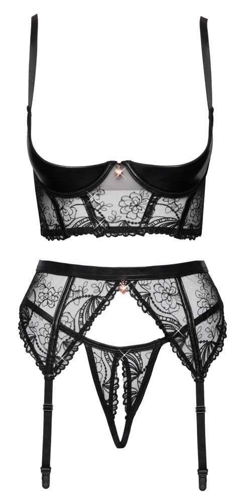 Cottelli Lingerie Jarretel set - Zwart
