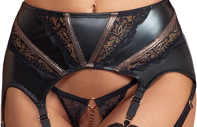 Abierta Fina Jarretel set - Zwart