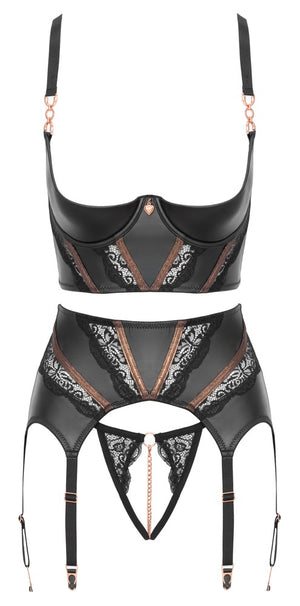 Abierta Fina Jarretel set - Zwart