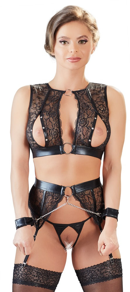 Cottelli BONDAGE 3-delige set met handboeien - Zwart - Cottelli BONDAGE - SKU: 22511161021