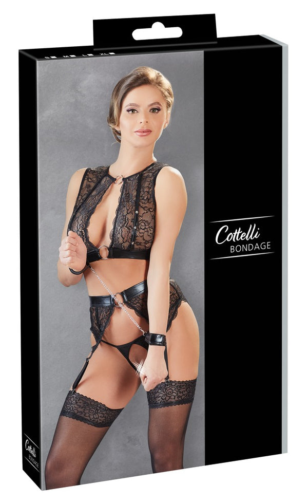 Cottelli BONDAGE 3-delige set met handboeien - Zwart - Cottelli BONDAGE - SKU: 22511161021