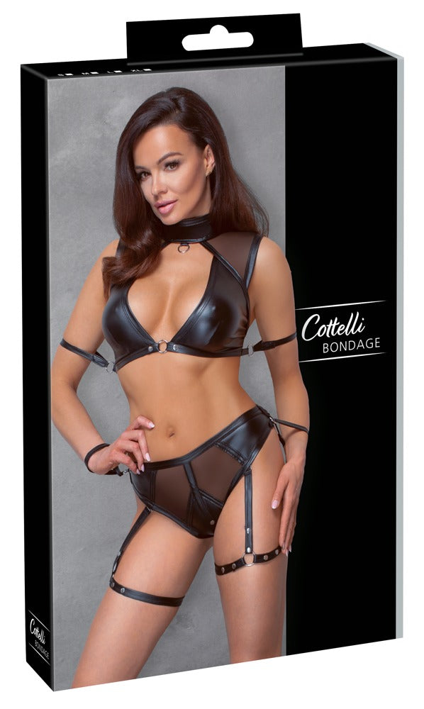 Cottelli BONDAGE mat topje met powernet - Zwart - Cottelli BONDAGE - SKU: 22512131051