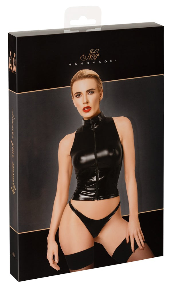 Fetishtop strak met rits - Zwart - Noir - SKU: 22513371021