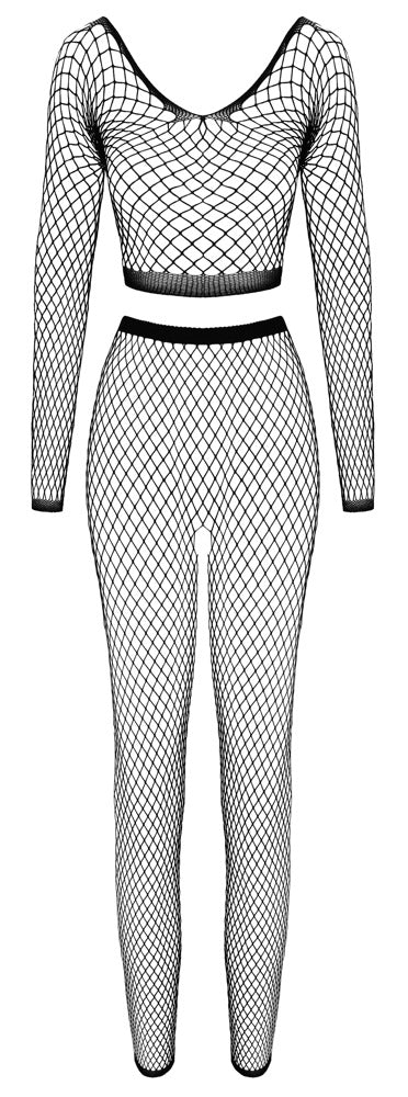 Fantasy by Cottelli net set met crop top - Zwart - Fantasy by Cottelli - SKU: 22513701101