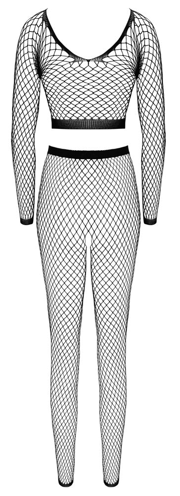 Fantasy by Cottelli net set met crop top - Zwart - Fantasy by Cottelli - SKU: 22513701101