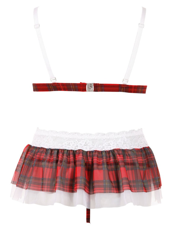 Cottelli LINGERIE geruite set met kruis - Rood - Cottelli LINGERIE - SKU: 22600343021