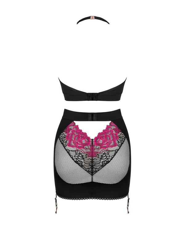 Obsessive Rosenty set Top en rok - Zwart - Obsessive - SKU: 22606549941