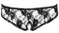 Cottelli LINGERIE Slip open kruis met bloemenkant - Zwart