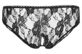Cottelli LINGERIE Slip open kruis met bloemenkant - Zwart