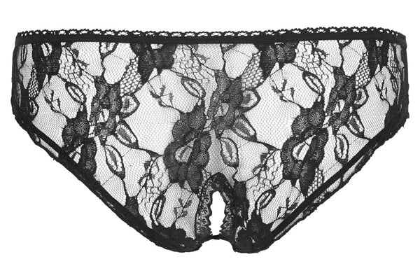 Cottelli LINGERIE slip met bloemenkant - Zwart - Cottelli LINGERIE - SKU: 23101551021