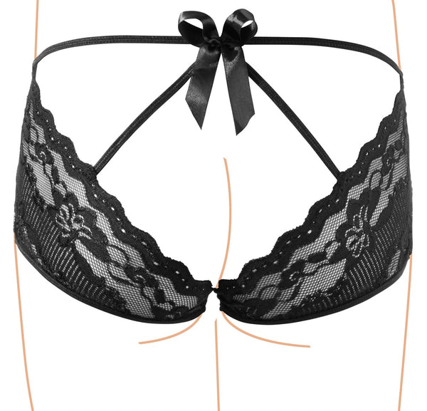 Cottelli LINGERIE slipje met bloemenkant - Zwart - Cottelli LINGERIE - SKU: 23102871021