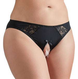 Cottelli CURVES Slip met open kruis en kant - Zwart