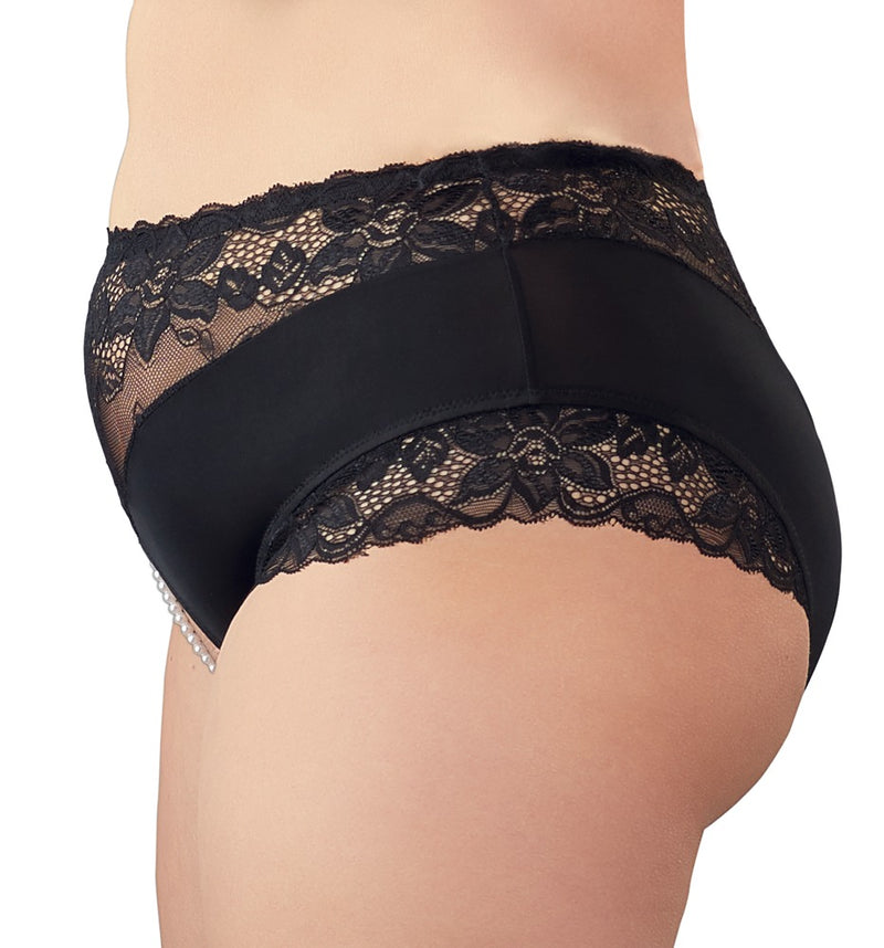 Cottelli CURVES Slip met parelrij en open kruis - Zwart