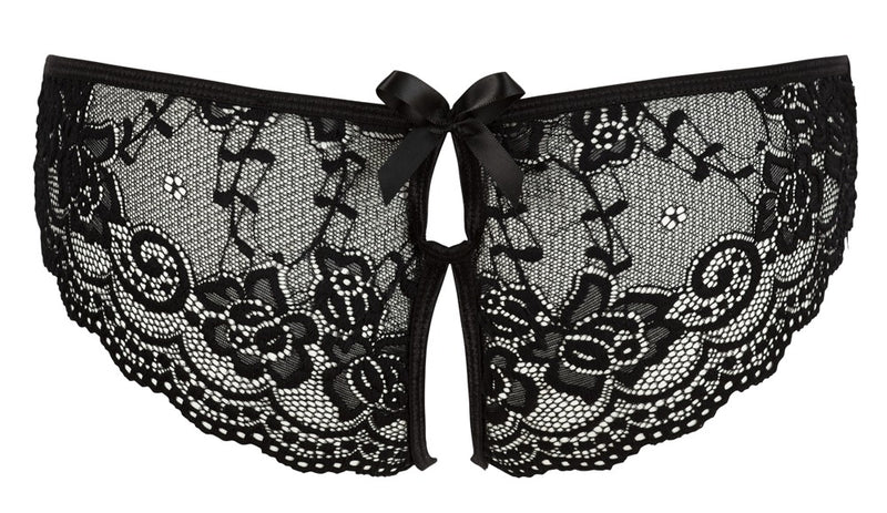 Cottelli LINGERIE Slip met kant en open kruis - Zwart