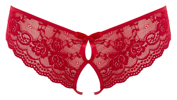 Cottelli LINGERIE Slip met bloemenkant en strikjes - Rood - Cottelli LINGERIE - SKU: 23108133021
