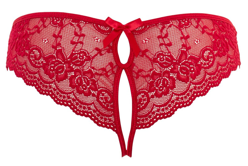 Cottelli LINGERIE Slip met bloemenkant en strikjes - Rood