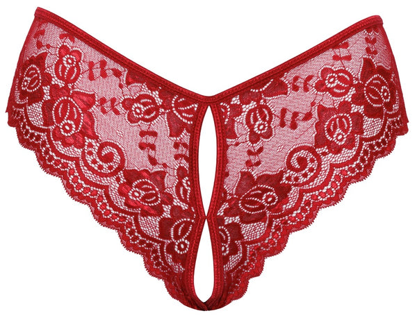 Cottelli LINGERIE Slip kruisloos met bloemenkant - Rood - Cottelli LINGERIE - SKU: 23109703021