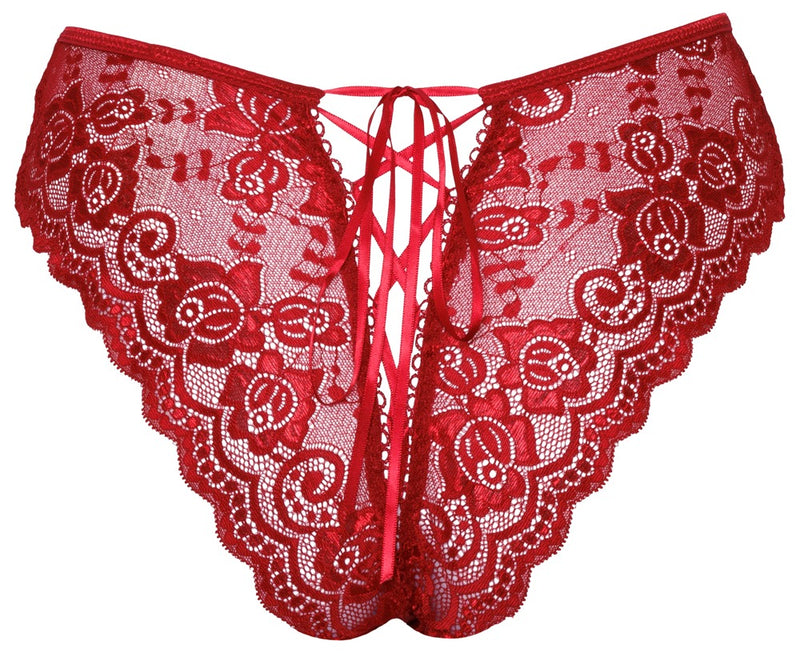 Cottelli LINGERIE Slip kruisloos met bloemenkant - Rood