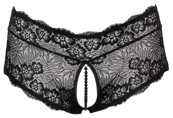 Cottelli CURVES Slip kruisloos met parelketting - Zwart - Cottelli CURVES - SKU: 23110201041
