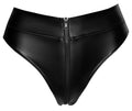 Noir Thong met ritssluiting en heuphoge snit - Zwart