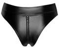 Noir Thong met ritssluiting en heuphoge snit - Zwart