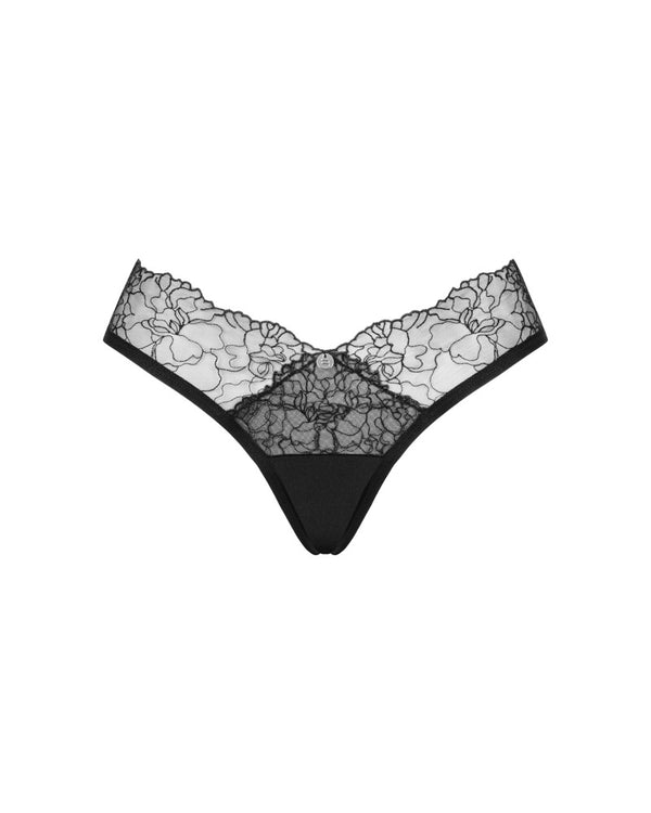 Obsessive Bella Rou slip met bloemenborduurwerk - Zwart - Obsessive - SKU: 23111001141