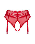 Obsessive Slip met jarretelgordel en open kruis - Rood