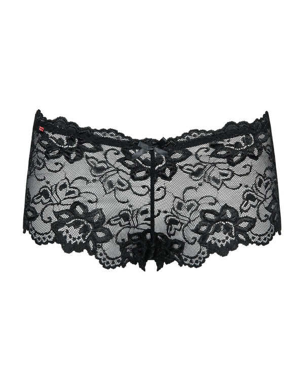 Obsessive Shorties met kanten bloemmotief en strik - Zwart - Obsessive - SKU: 23111941111