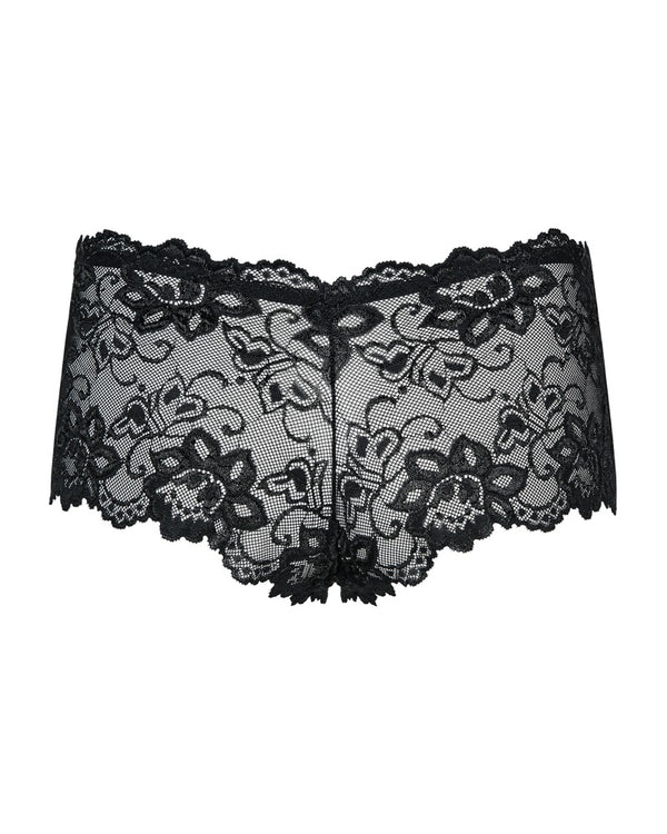 Obsessive Shorties met kanten bloemmotief en strik - Zwart - Obsessive - SKU: 23111941111