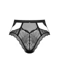 Obsessive Slipje hoge taille met bloemenkant - Zwart