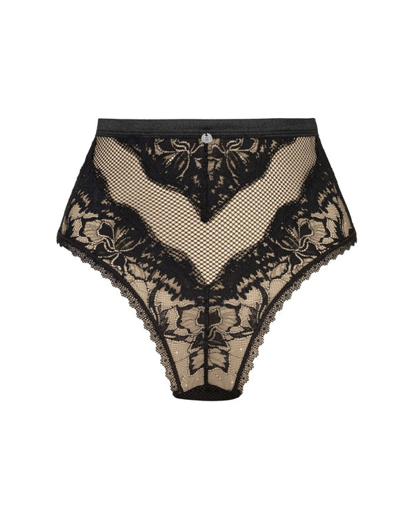 Obsessive Slipje hoge taille met kant - Zwart - Obsessive - SKU: 23112671121