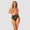 Obsessive Slipje hoge taille met kant - Zwart